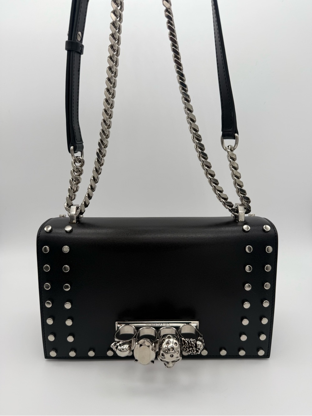 Alexander McQueen Jeweled Calfskin Leather Satchel Shoulder Bag $2790